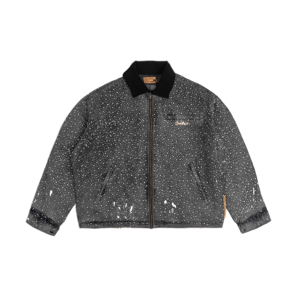 $MAKER $TUDIO $WAROVSKI WASHED WORKER JACKET IN GREY