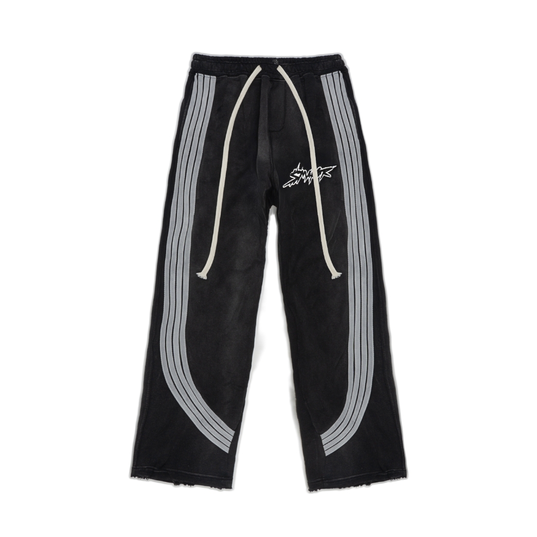 LOGO STRIPES WASHED SWEAT PANTS IN BLACK
