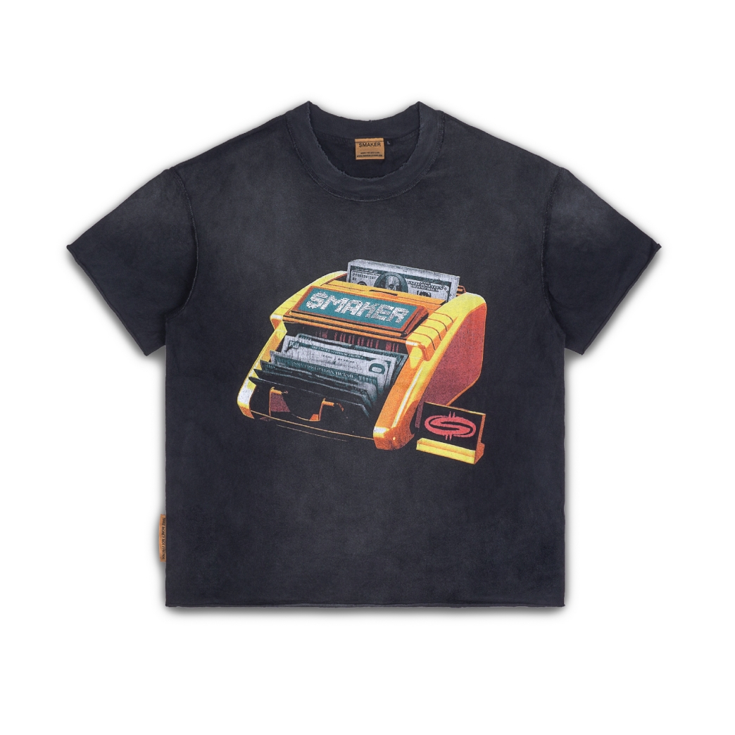 MONEY COUNTER WASHED TEE IN BLACK