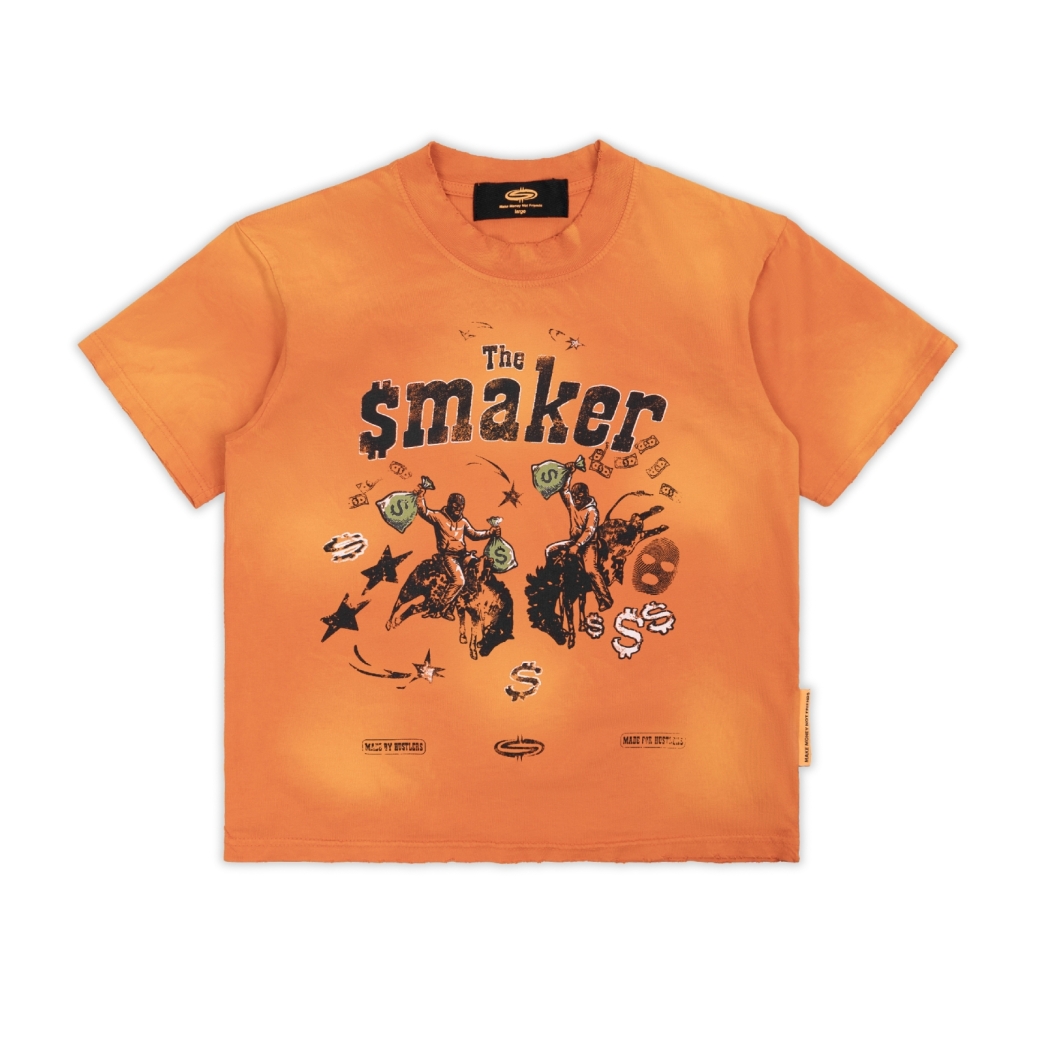 THE $MAKER COWBOYS WASHED TEE IN ORANGE