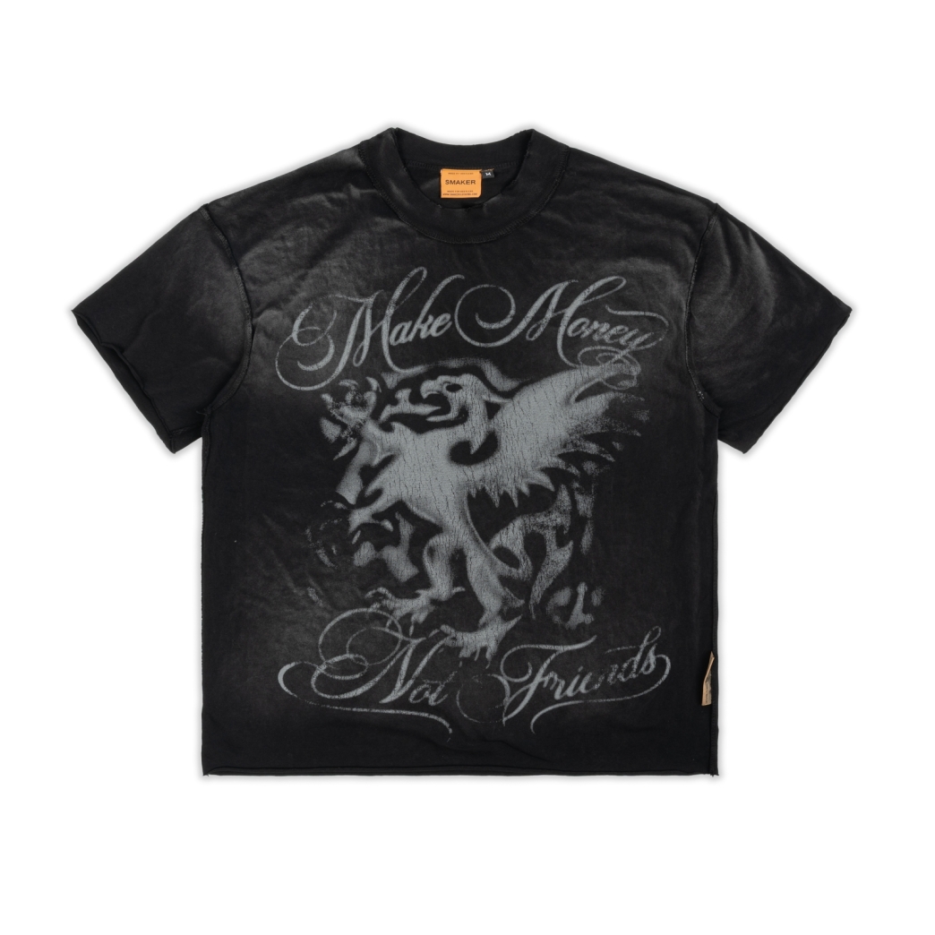 MMNF LION WASHED TEE IN BLACK 