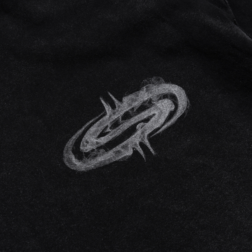 SMOKE LOGO WASHED TEE IN BLACK