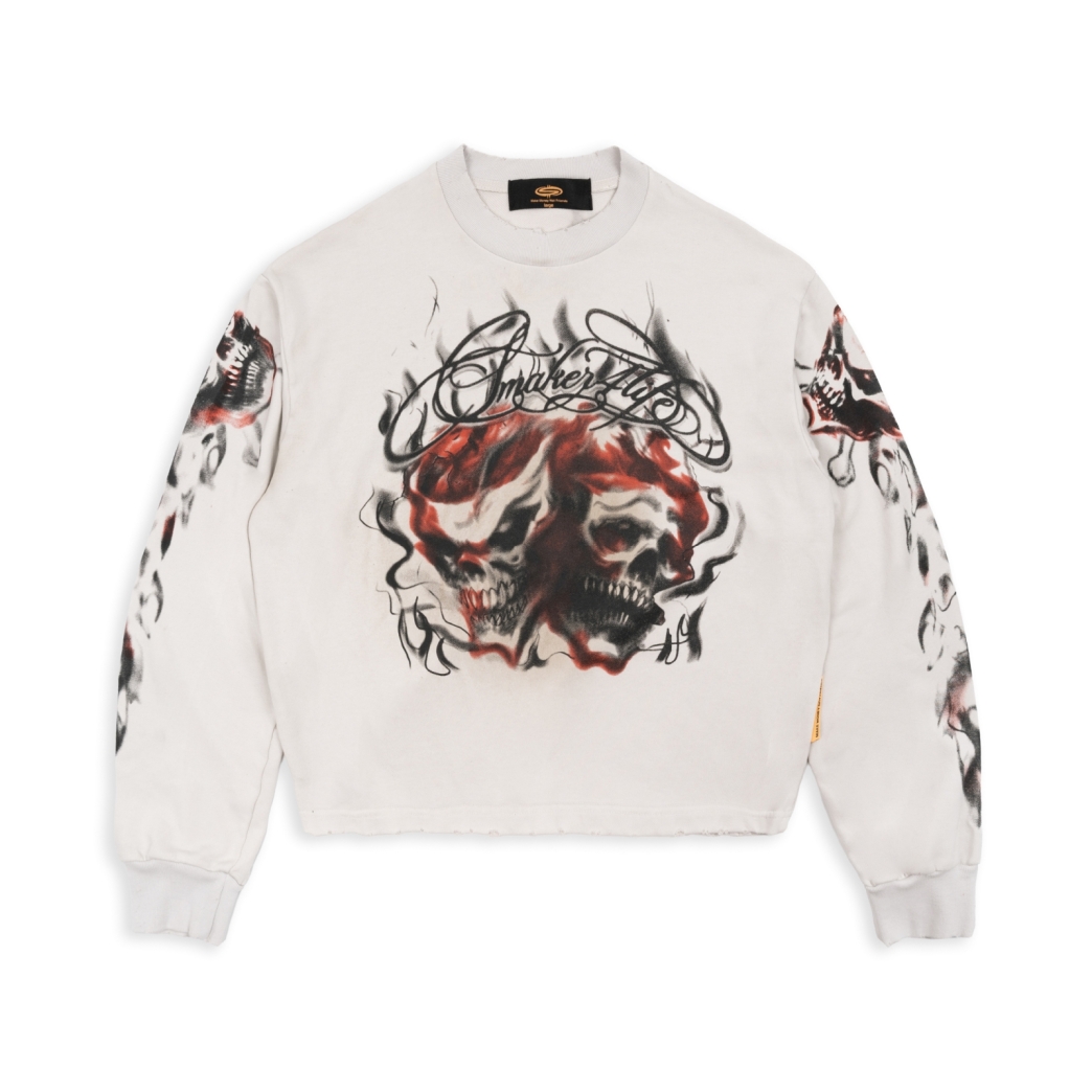 $4L SKULLS SWEATER IN CREAM
