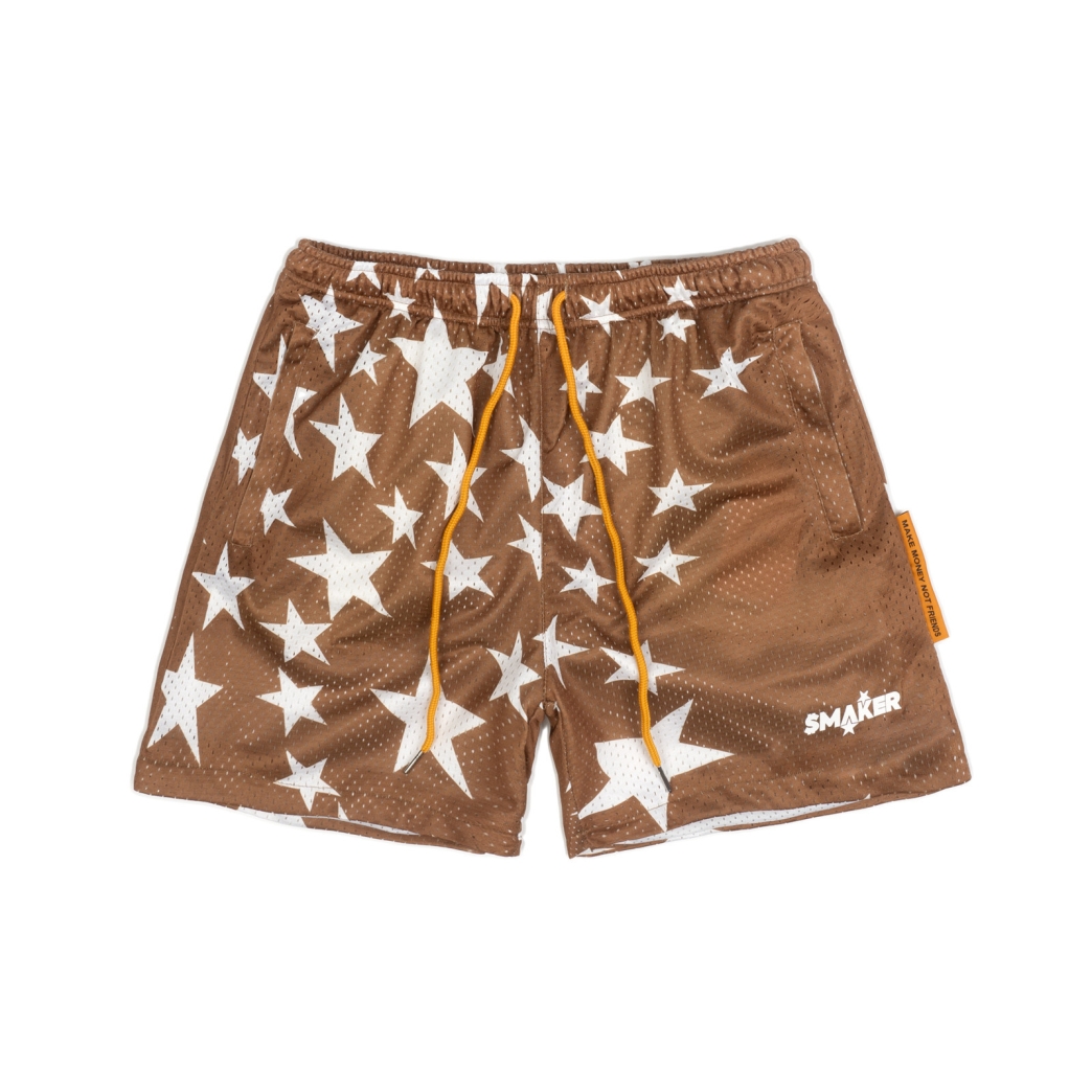 STARS MESH SHORT IN BROWN