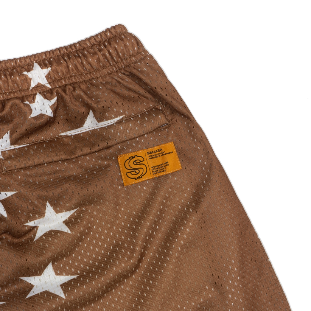STARS MESH SHORT IN BROWN