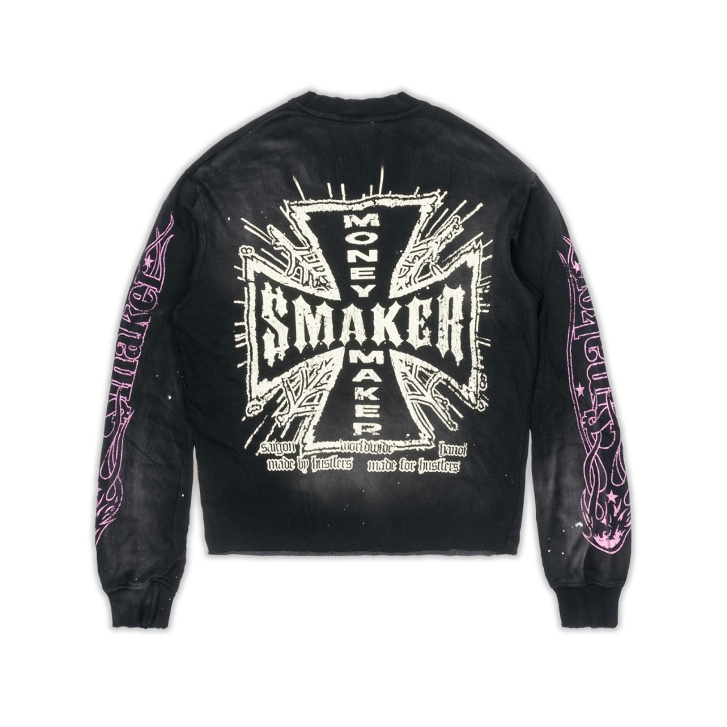 $MAKER WORLDWIDE WASHED SWEATER IN BLACK