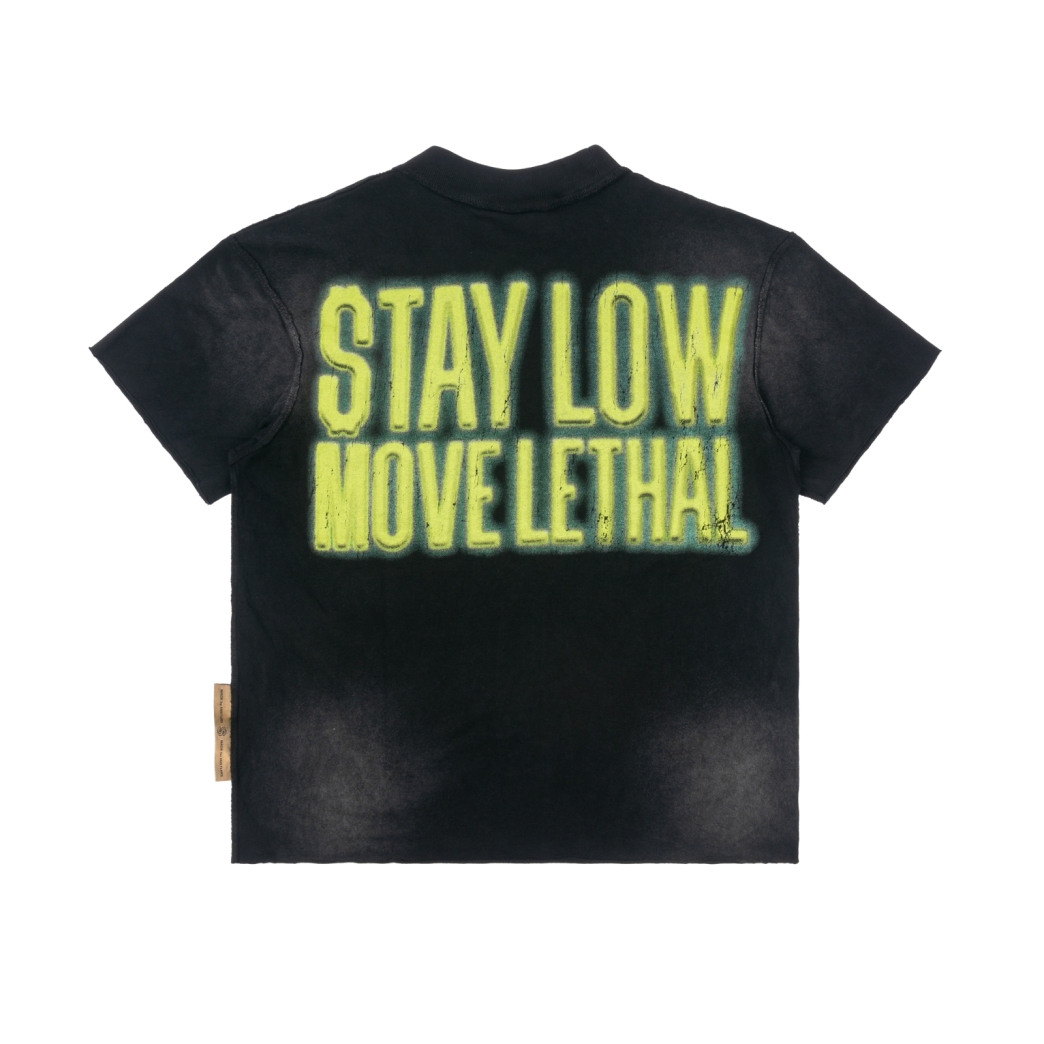 STAY LOW MOVE LETHAL WASHED TEE IN BLACK 