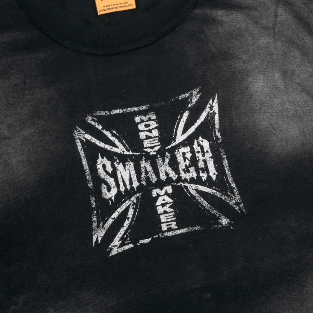 $MAKER EVERYWHERE CROSS WASHED TEE IN BLACK