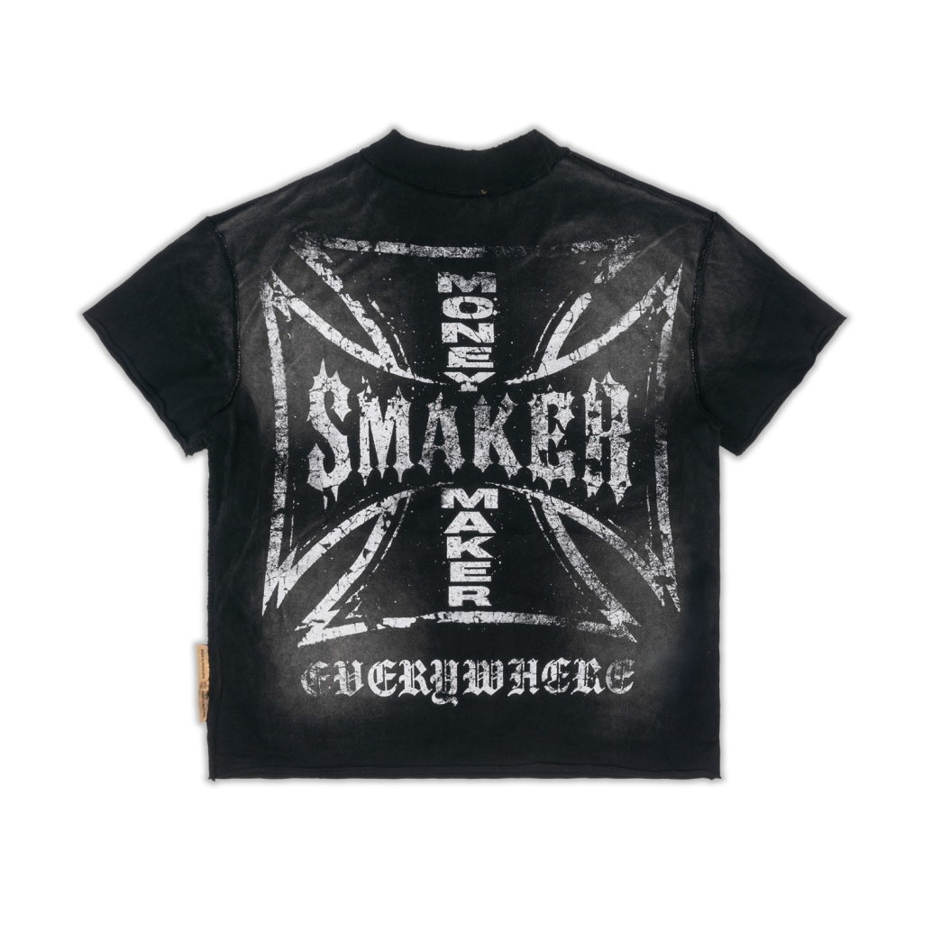 $MAKER EVERYWHERE CROSS WASHED TEE IN BLACK