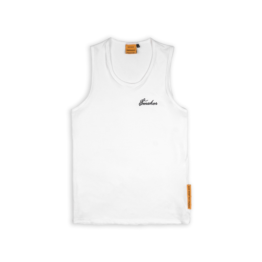 EMBROIDERED LOGO TANK TOP IN WHITE