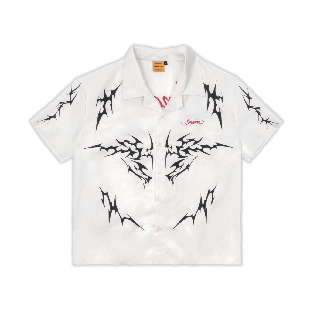 TRIBAL DRAGON SHIRT IN WHITE