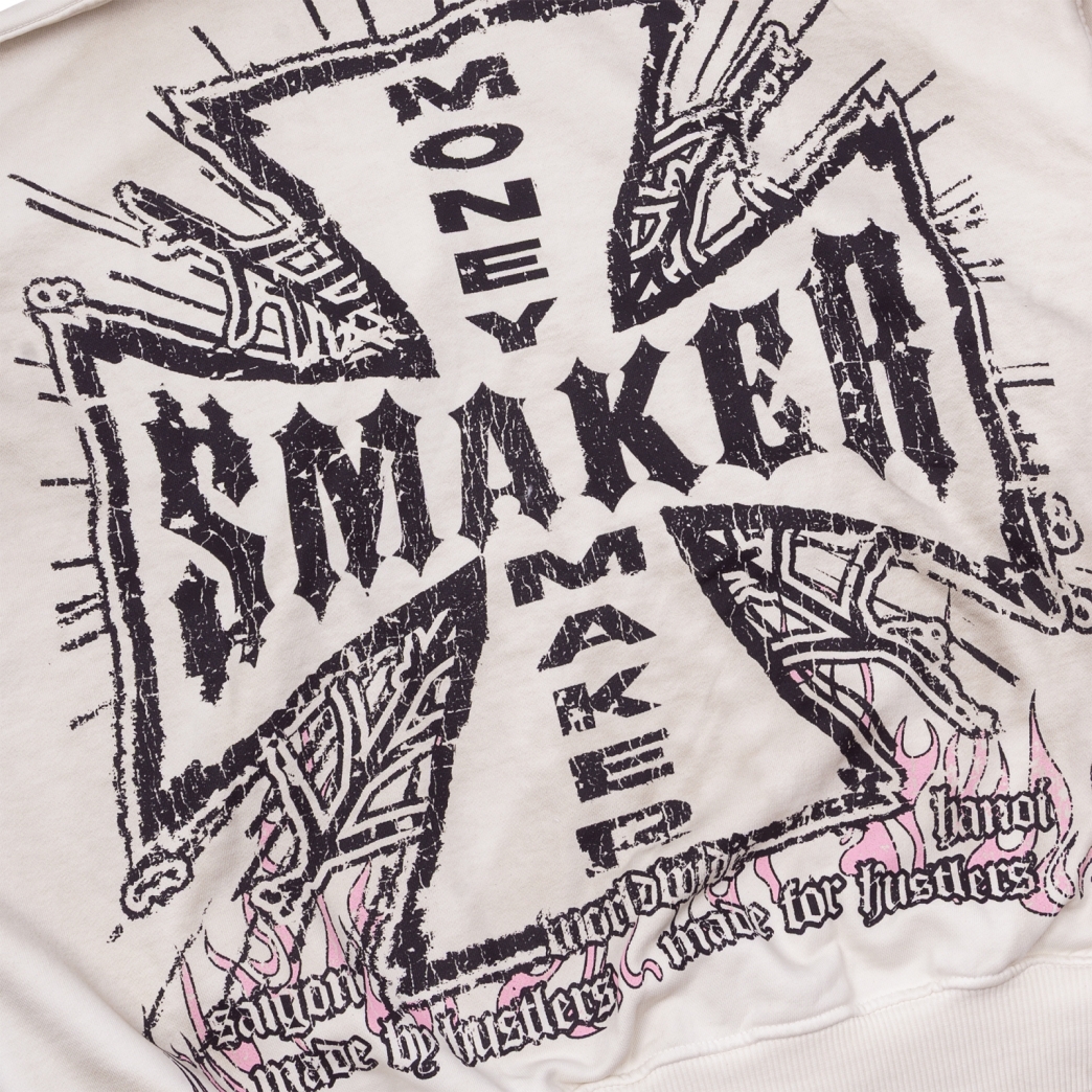 WORLDWIDE WASHED HOODIE IN CREAM