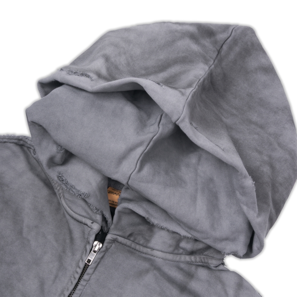 $MAKER4LIFE WASHED DOUBLE HOODS HOODIE IN GREY