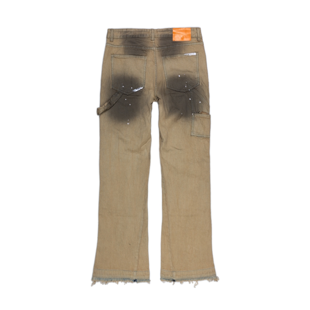 SPLASHED FLARE JEANS IN DIRT BROWN 