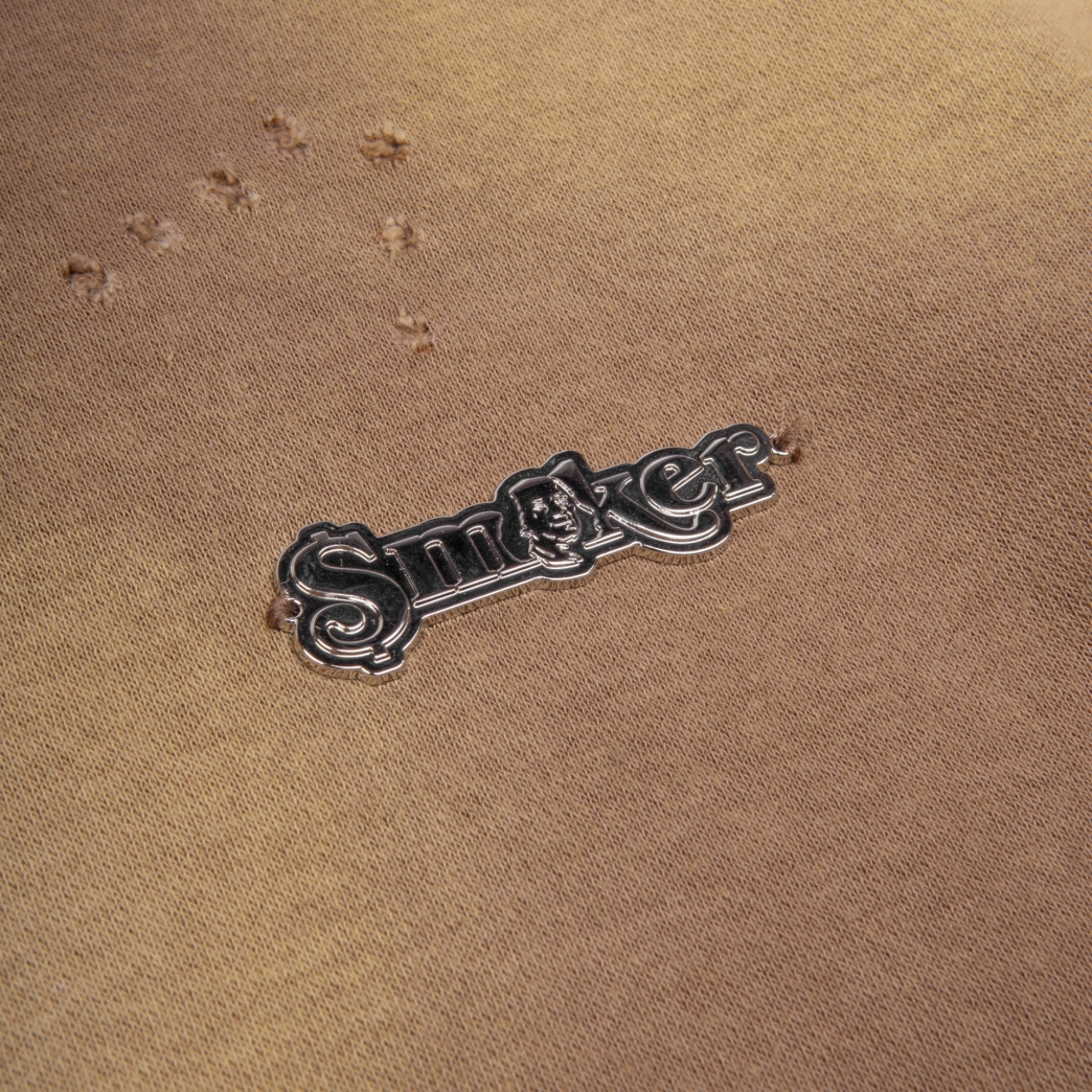 METAL LOGO WASHED HOODIE IN BROWN