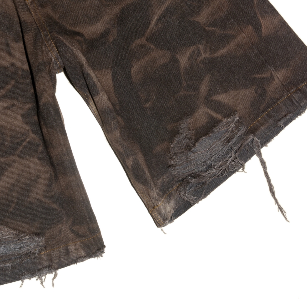 WRINKLE WASHED BAGGY JEANS IN BROWN