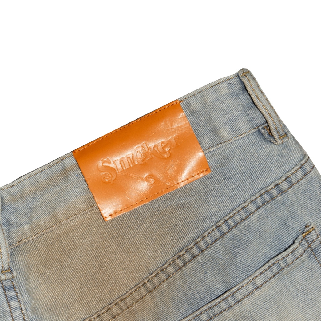 DISTRESSED WASHED BAGGY SHORT JEANS IN DIRT