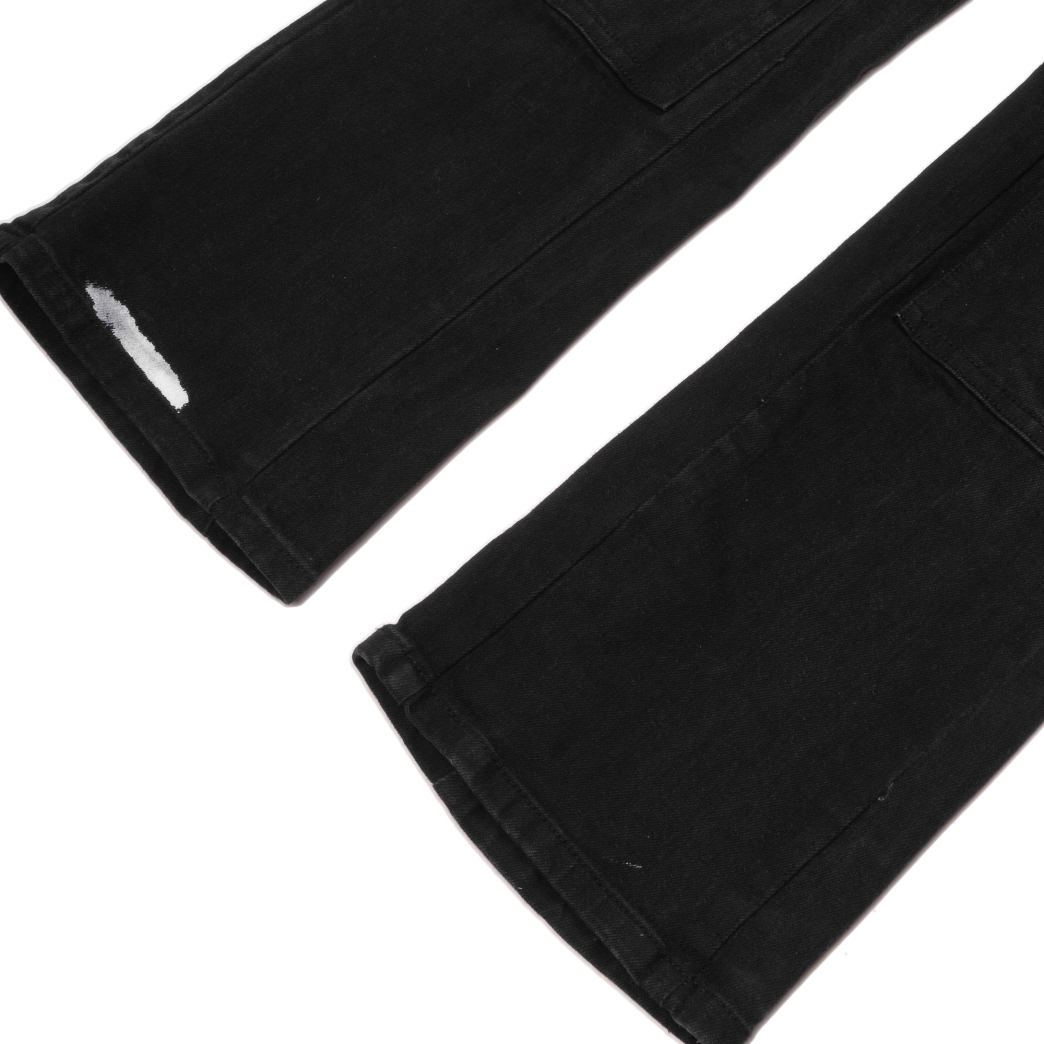 SPLASHED FLARE JEANS IN BLACK