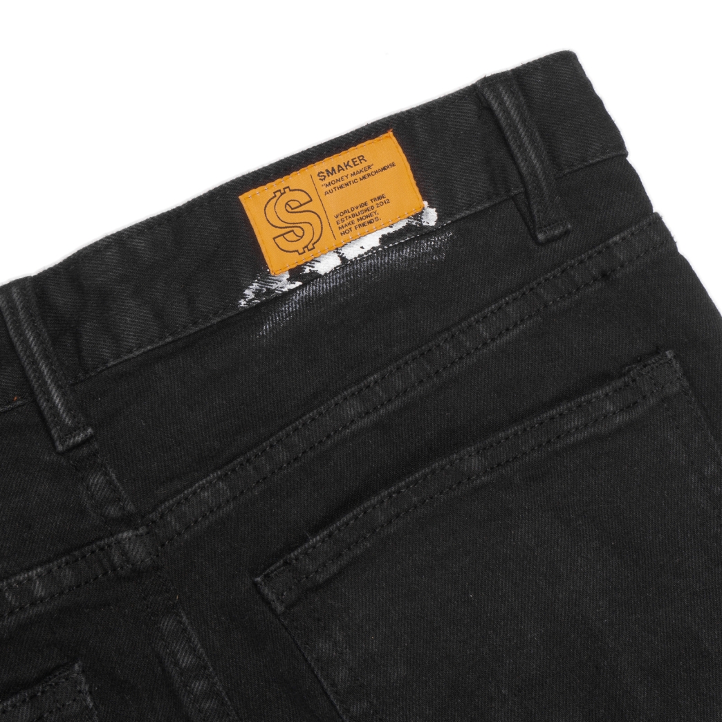 SPLASHED FLARE JEANS IN BLACK