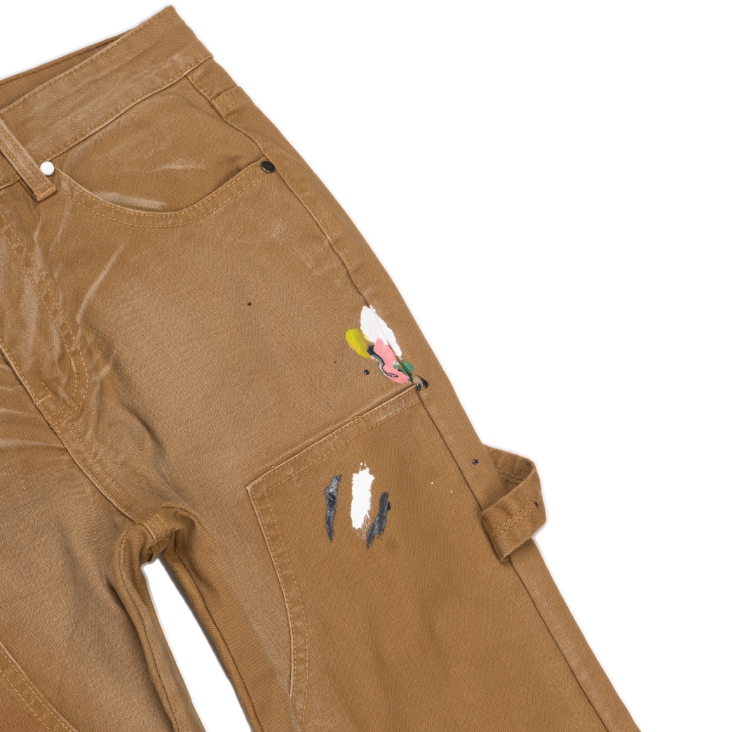 SPLASHED FLARE JEANS IN OCHRE