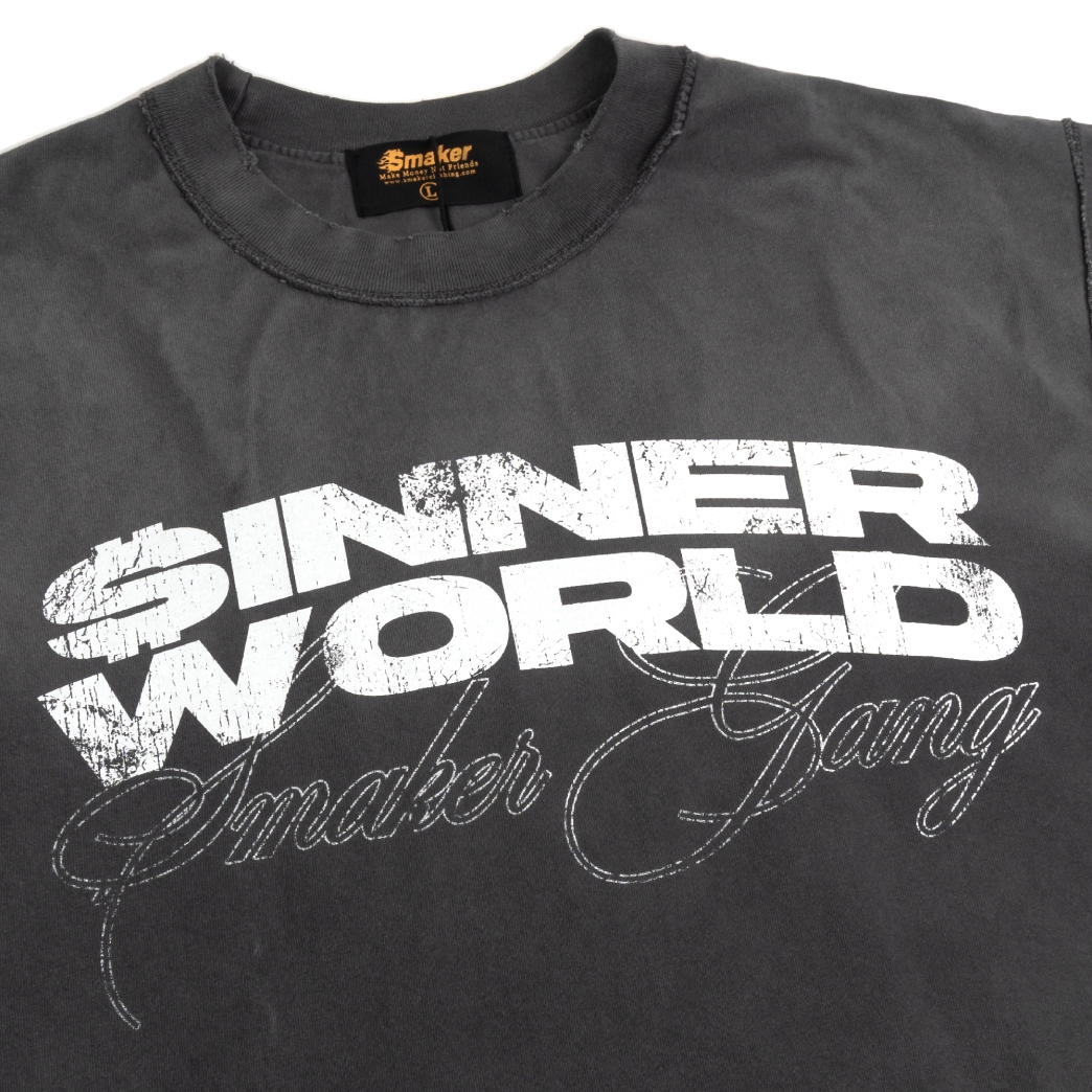 SINNER WORLD WASHED TEE IN GREY