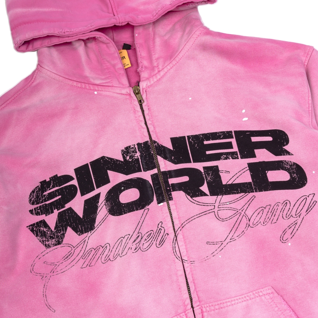 $INNER WORLD WASHED HOODIE IN PINK