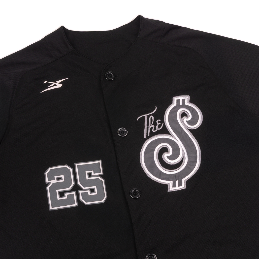THE $ BASEBALL JERSEY IN BLACK