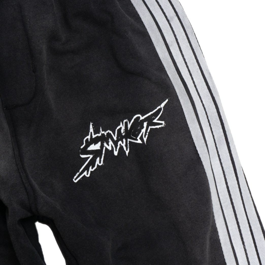 LOGO STRIPES WASHED SWEAT PANTS IN BLACK