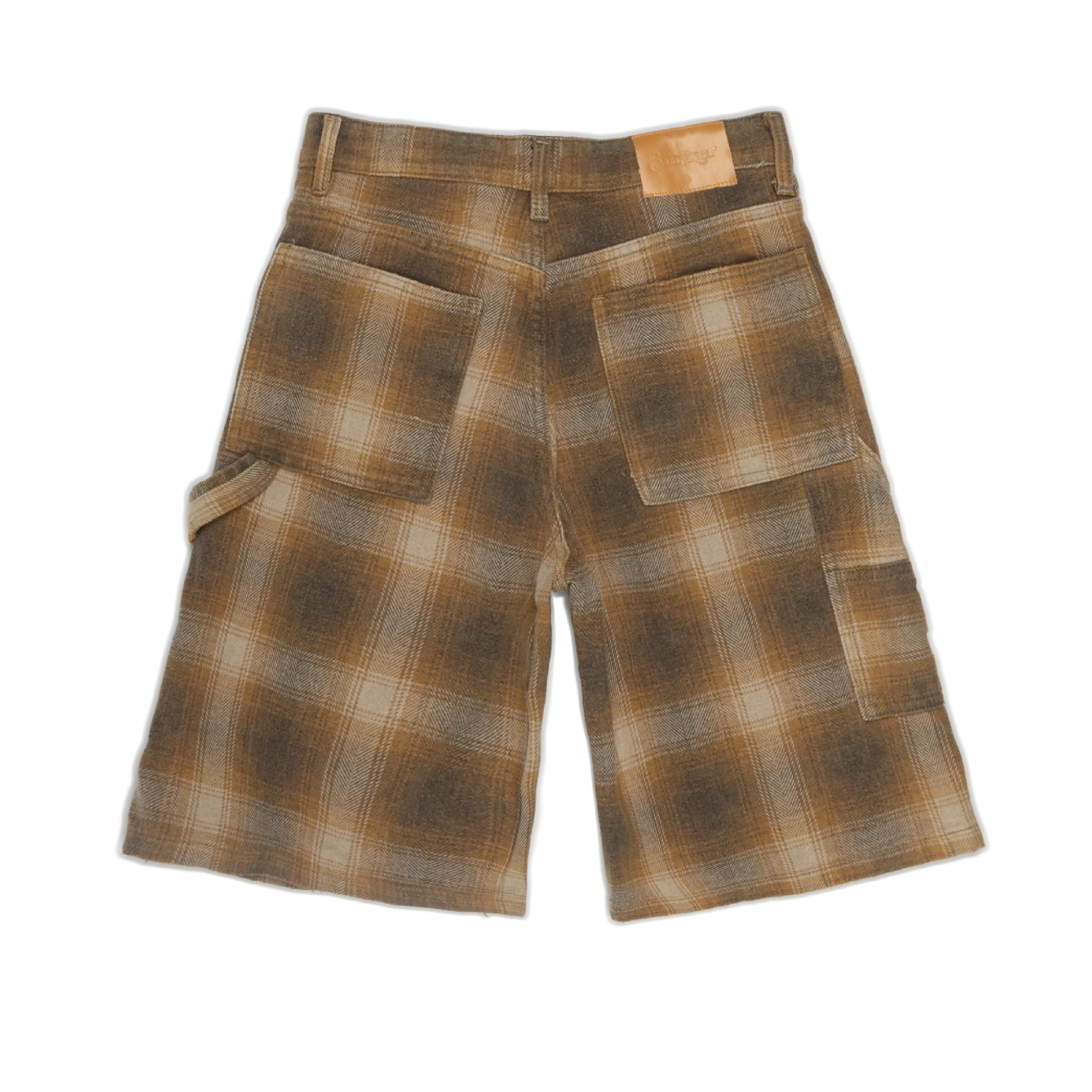 PLAID WASHED BAGGY SHORT