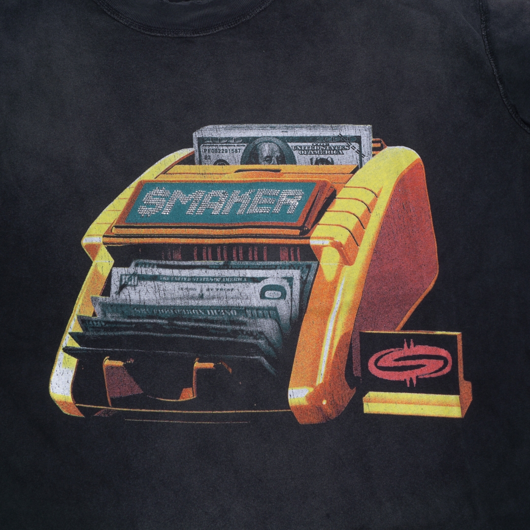 MONEY COUNTER WASHED TEE IN BLACK