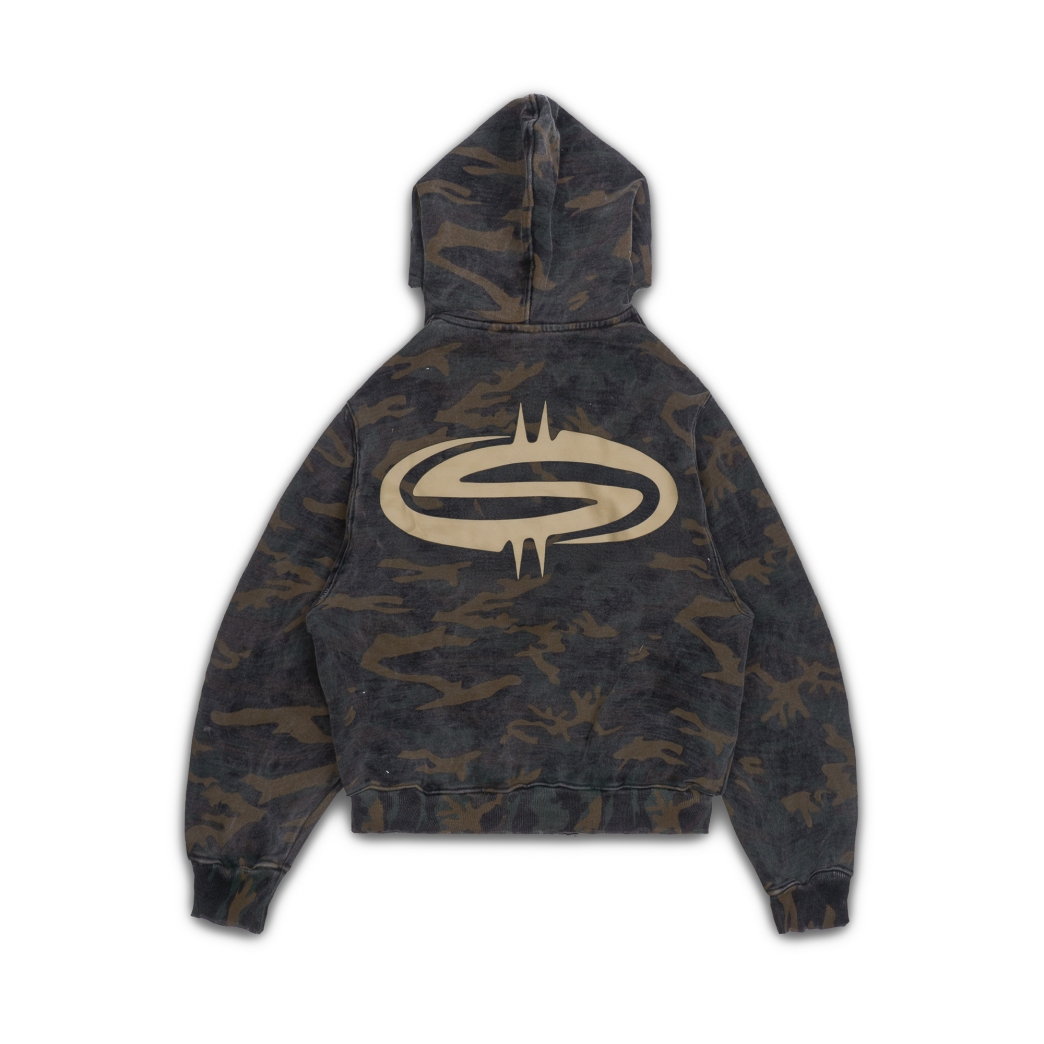 LOGO WASHED HOODIE IN CAMO