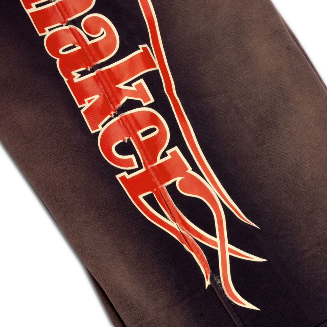 FIRE LOGO WASHED SWEAT PANTS IN BROWN