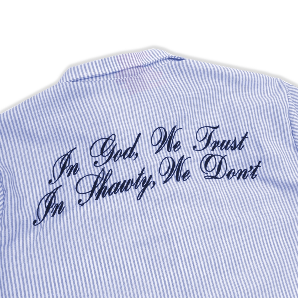 IN SHAWTY WE DONT STRIPE SHIRT IN BLUE