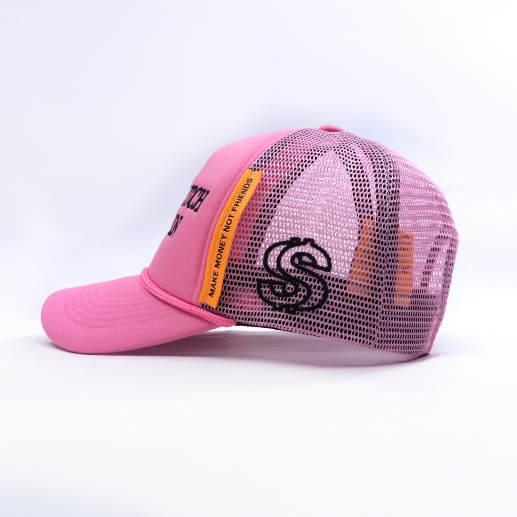 MAKE A BIH PAY AGAIN TRUCK HAT IN PINK