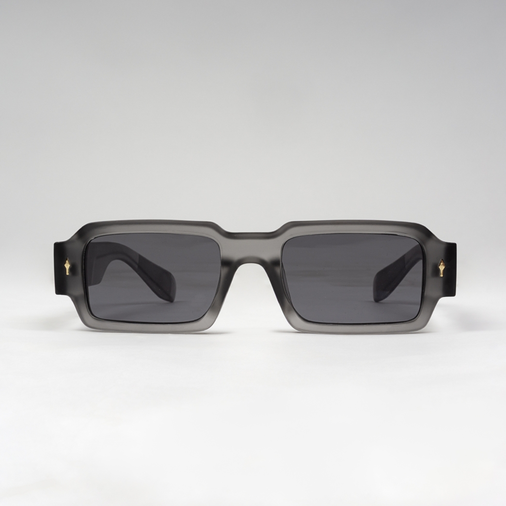 RECTANGULAR SUNGLASSES IN TRANSPARENT GREY