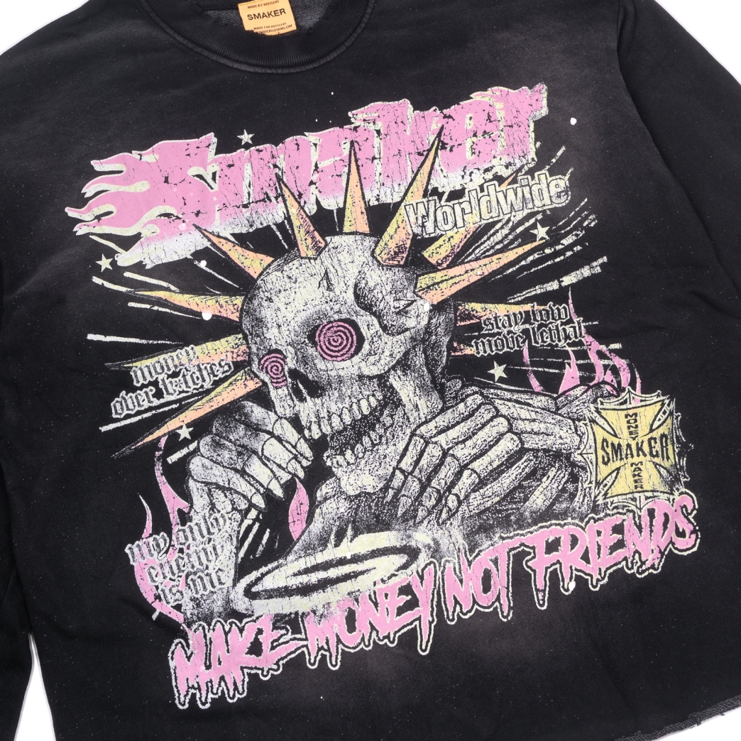 $MAKER WORLDWIDE WASHED SWEATER IN BLACK