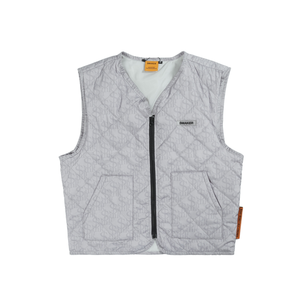LOGO PUFFER VEST IN GREY