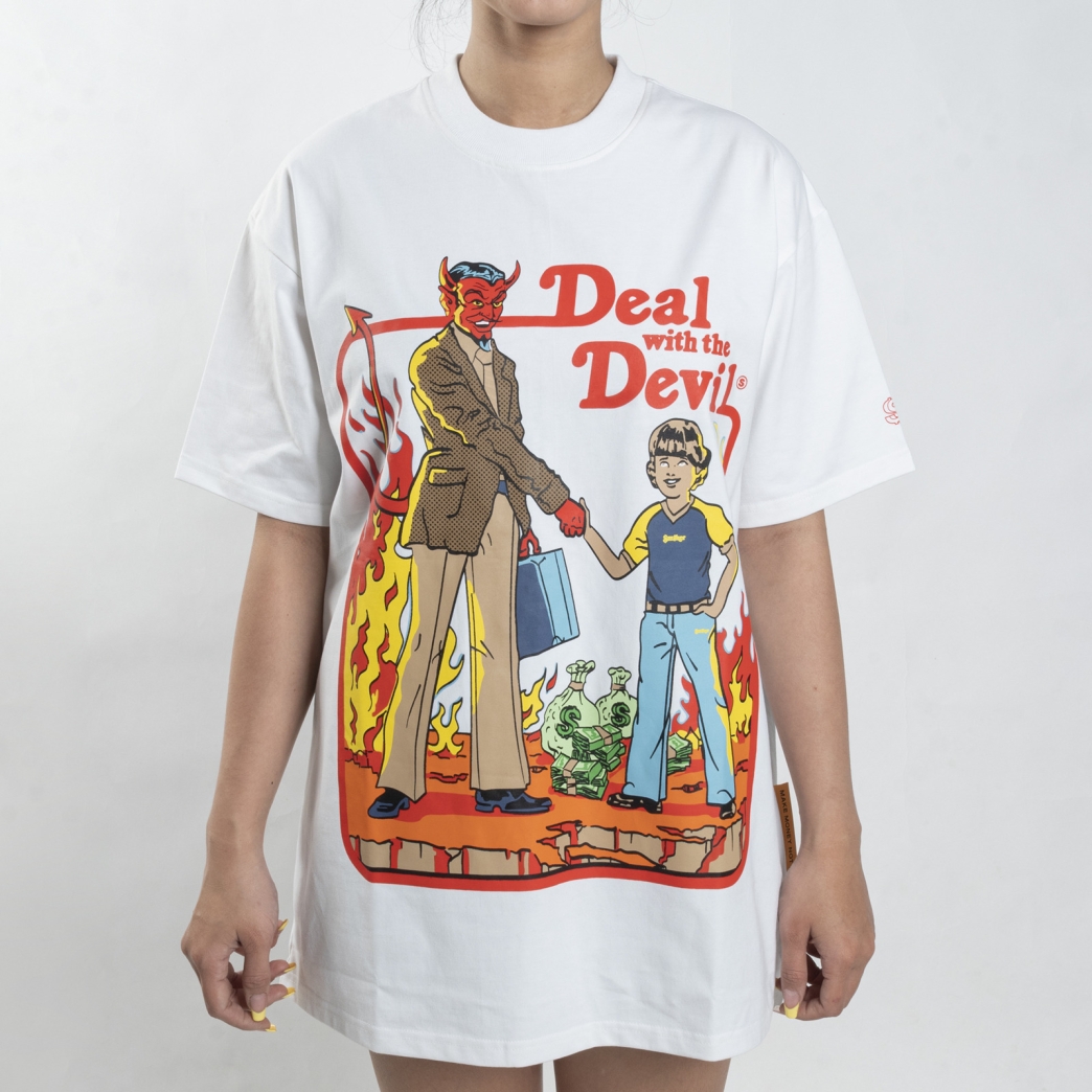 DEAL WITH THE DEVIL TEE IN WHITE