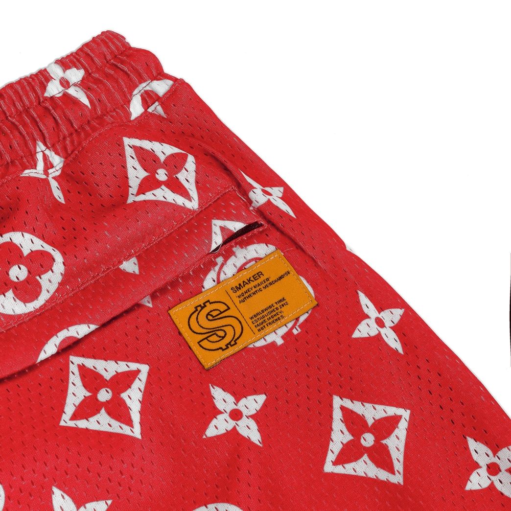 PATTERN LOGO MESH SHORT IN RED