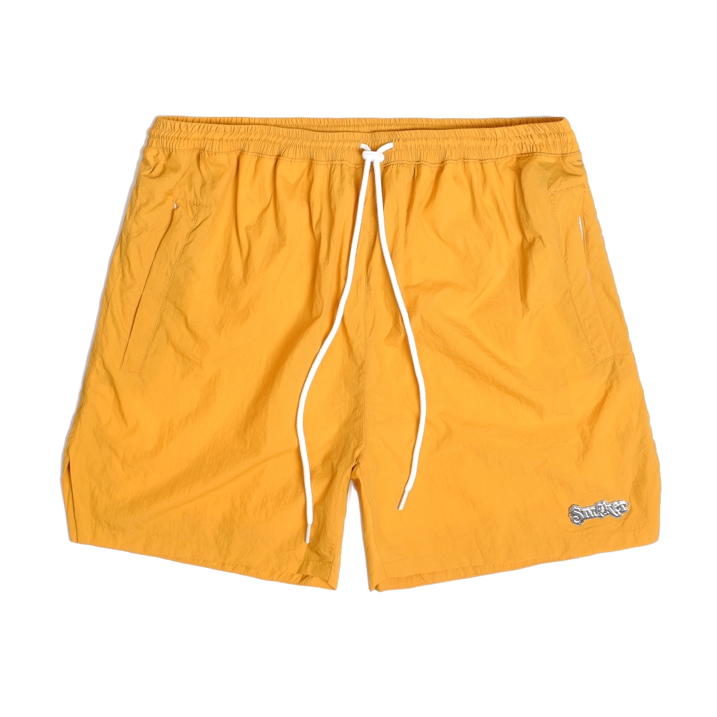 METAL LOGO WRINKLED NYLON SHORT IN YELLOW