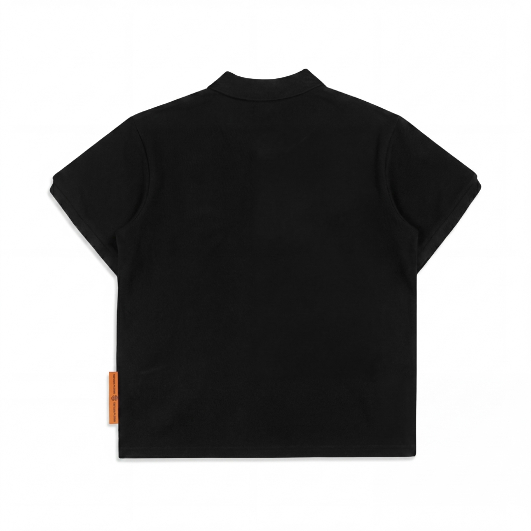 "CÁ SẤU CÕNG NHAU" POLO IN BLACK