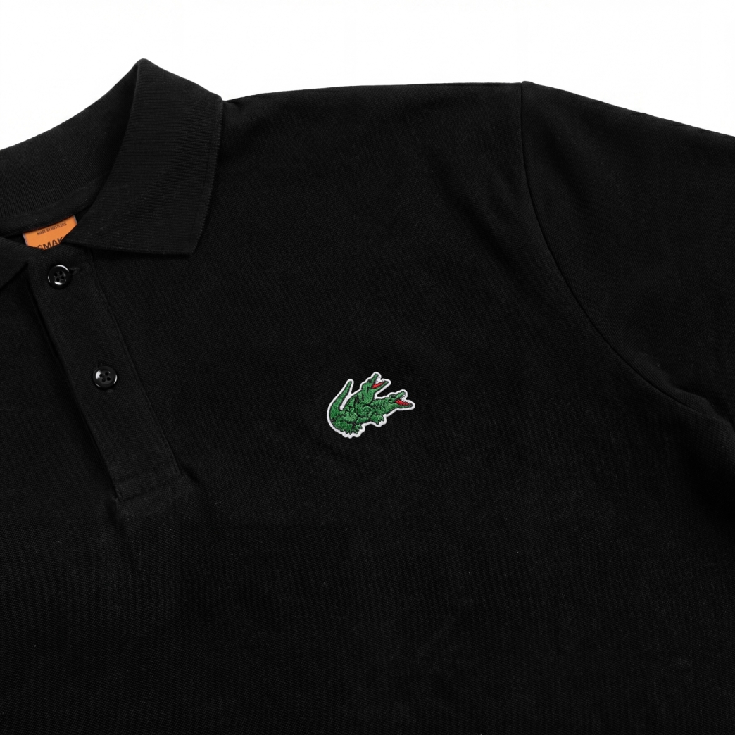 "CÁ SẤU CÕNG NHAU" POLO IN BLACK