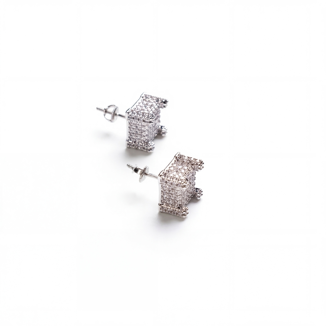 SQUARE ICED OUT EARRINGS