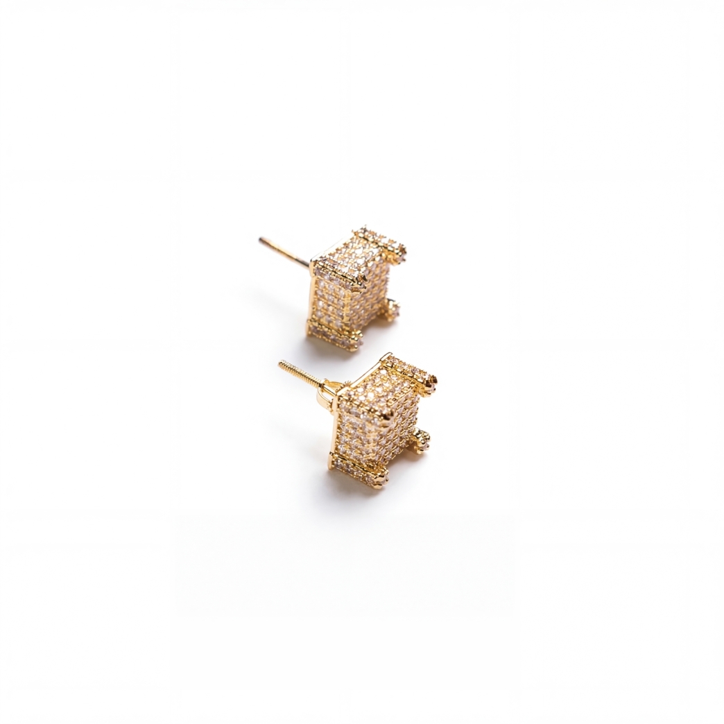SQUARE ICED OUT EARRINGS