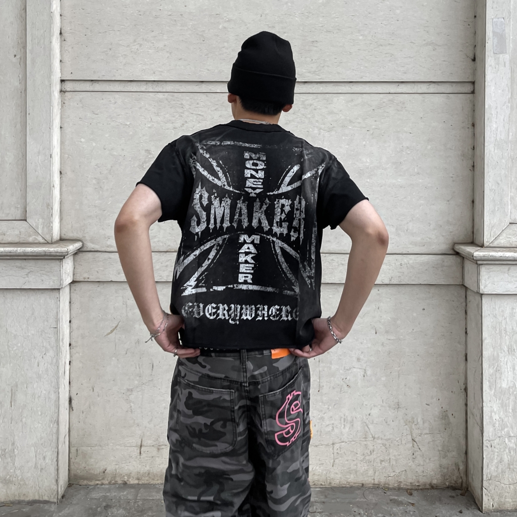 $MAKER EVERYWHERE CROSS WASHED TEE IN BLACK