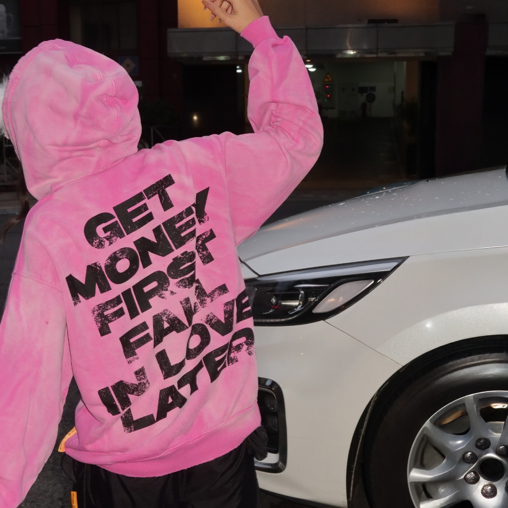 $INNER WORLD WASHED HOODIE IN PINK