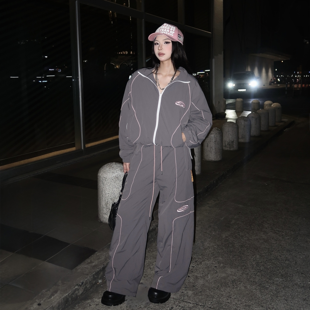$MAKER NYLON TRACKSUIT JACKET IN GREY