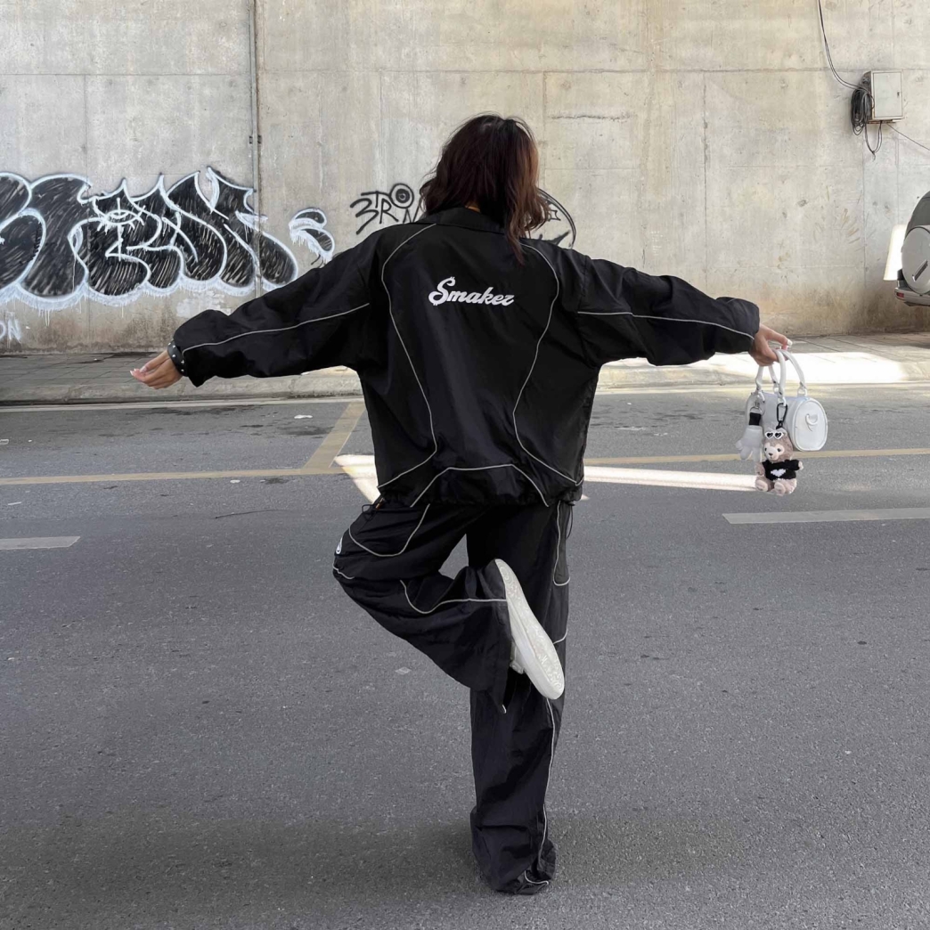 $MAKER NYLON TRACKSUIT JACKET IN BLACK