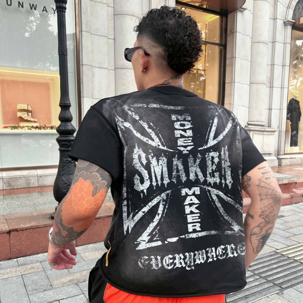 $MAKER EVERYWHERE CROSS WASHED TEE IN BLACK