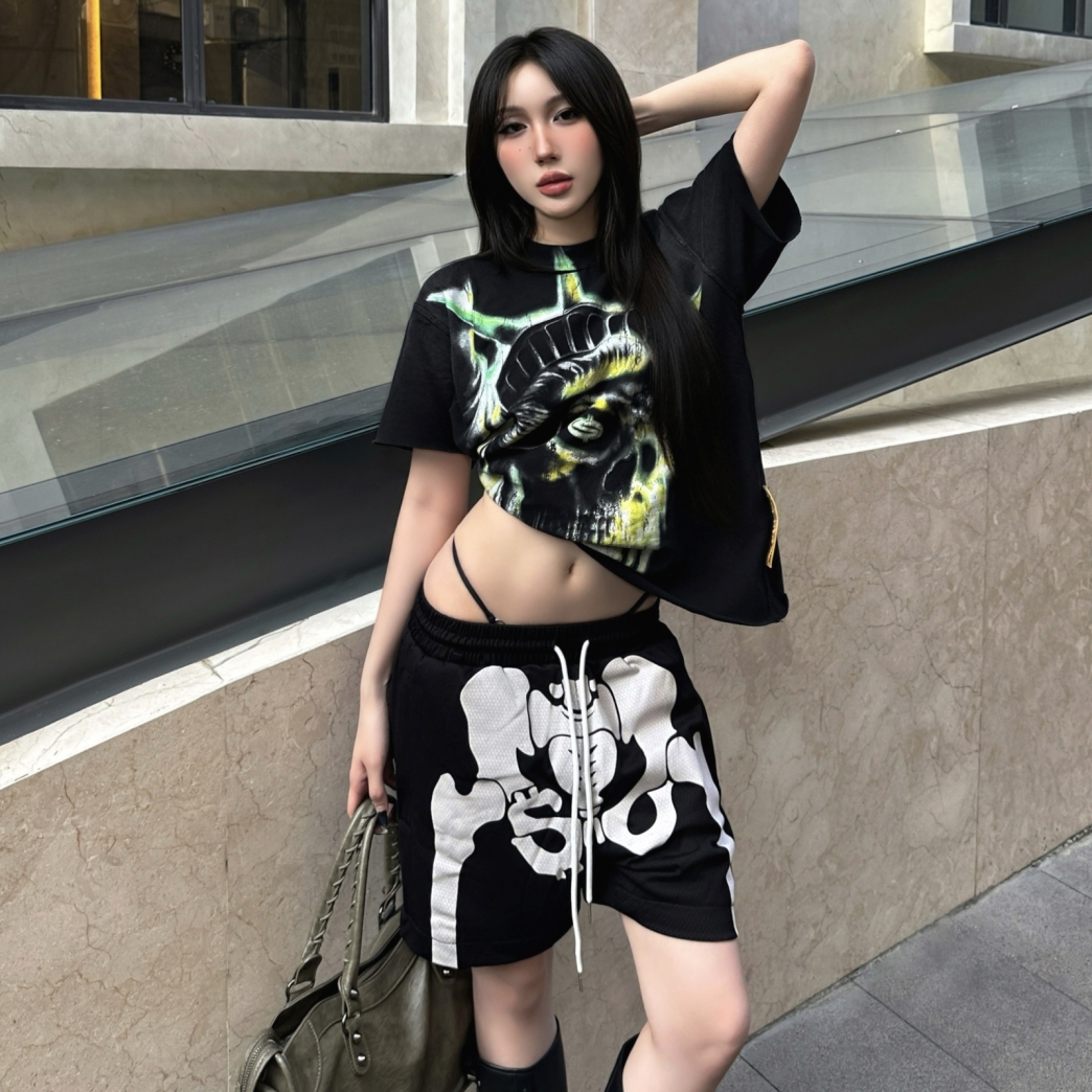 SKELETON MESH SHORTS IN BLACK